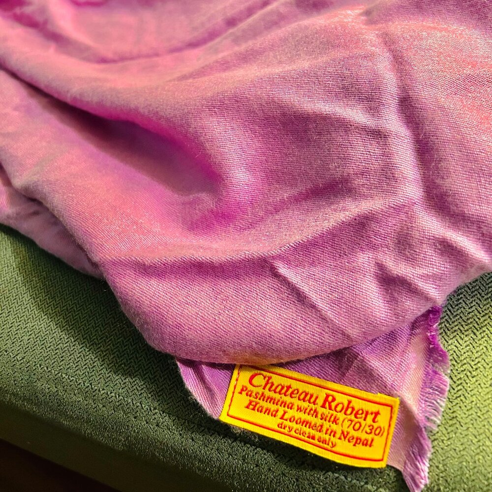 CHATEAU ROBERT, Large Pashmina with Silk, Purple